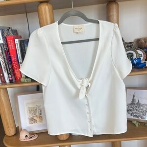 Sezane White Blouse Elegant Top